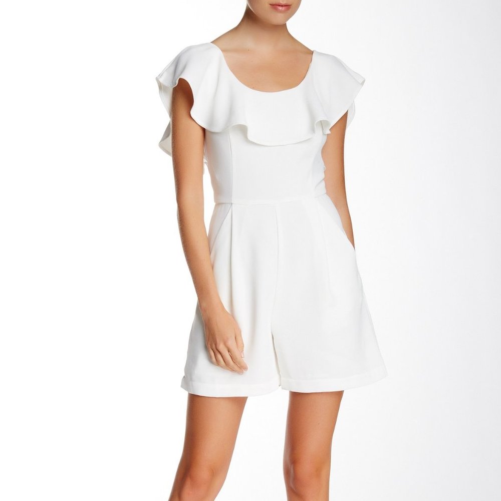 French Connection Aro Ruffle Neck Crepe Romper